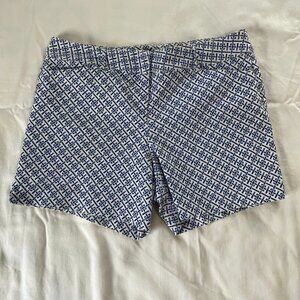 The Limited Blue White Geometric Pattern High Rise Casual Shorts | Size 12